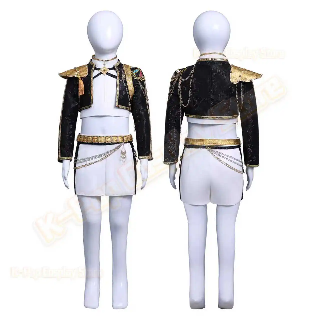 زي أداء ذهبي أسود للأطفال KPop شيطان الصيادين هنتركس رومي زوي ميرا أزياء تنكرية للفتيات فستان حفلات الهالوين