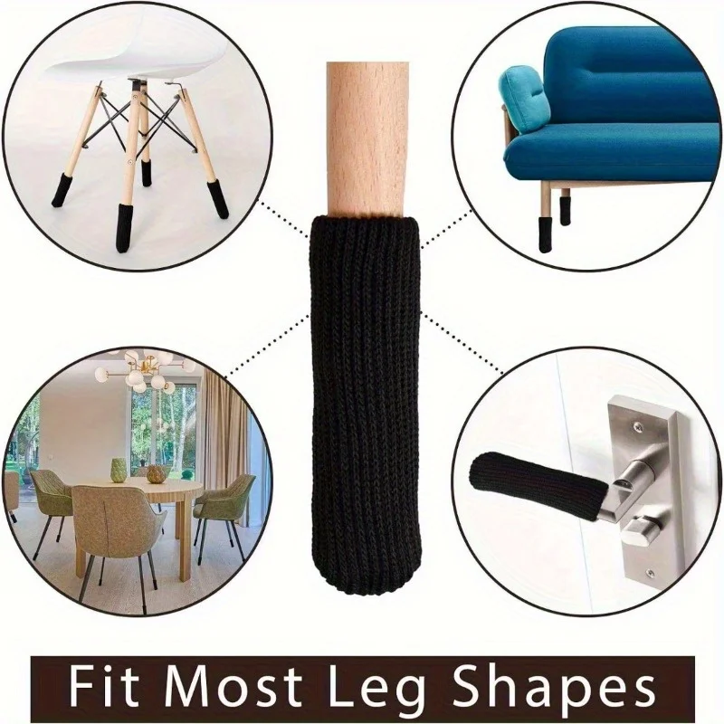 8pcs Chair Leg Socks Chair Leg Protectors for Hardwood Floors High Elastic Knitted Chair Leg Floor