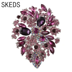 SKEDS Luxury Large Size Rhinestone Exquisite Brooches For Women Elegant Fashion Crystal Party Banquet Accessories Jewelry Pins