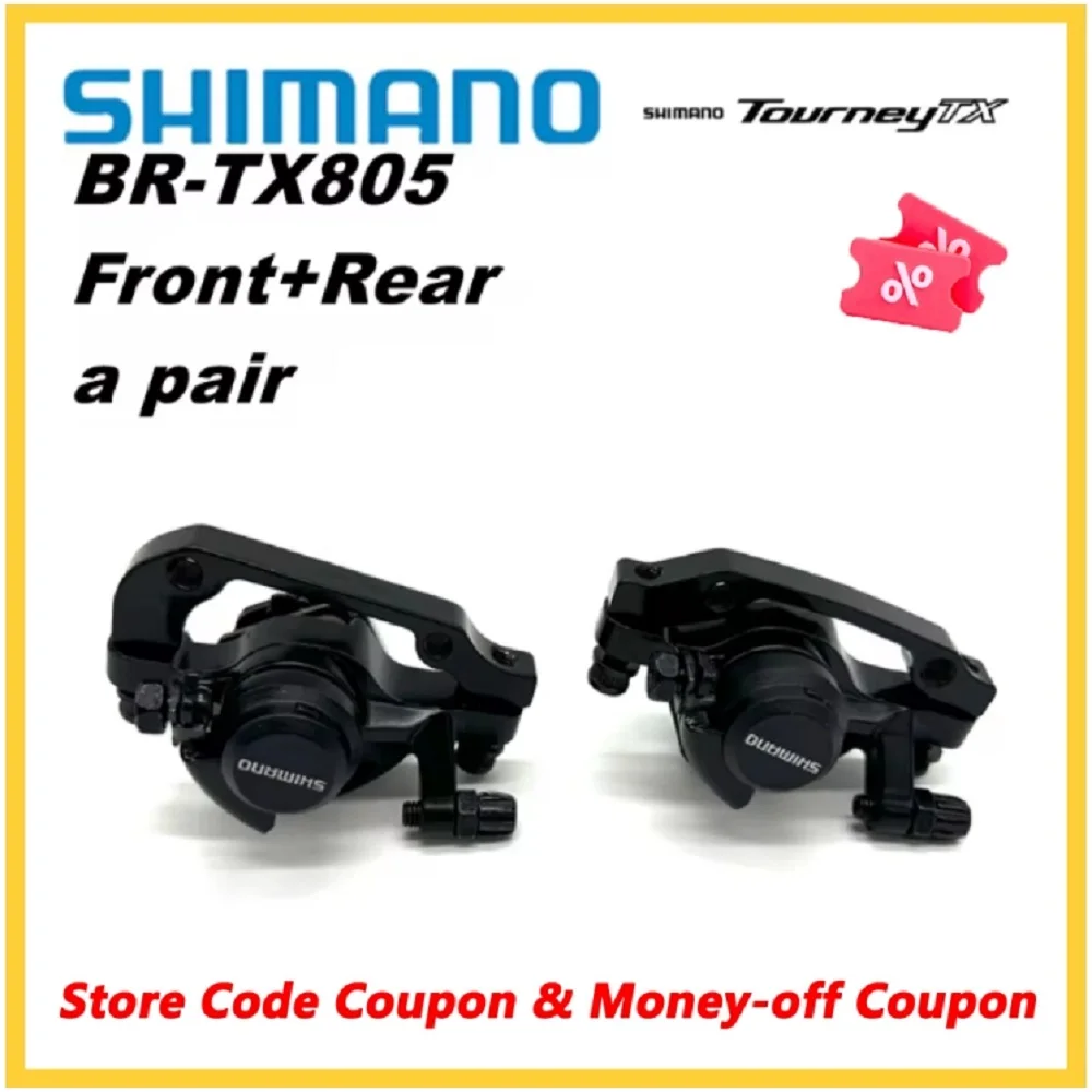 Shimano tourney tx805 pinça de freio a disco com pastilhas de resina dianteiro traseiro mtb freio a disco mecânico atualização para m375 ﻿