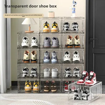 Transparenter Schuhkarton, magnetische Saugtür, dicke Kunststoff-Aufbewahrungsbox, abnehmbare staubdichte Schuh-Aufbewahrungsbox