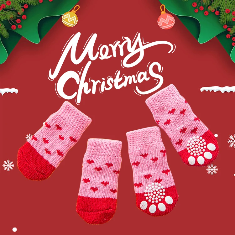 Fashion Christmas Pet Cat Dog Christmas Stocking Gift Bag For Kids Striped Print Knitted Christmas Candy Gift Socks