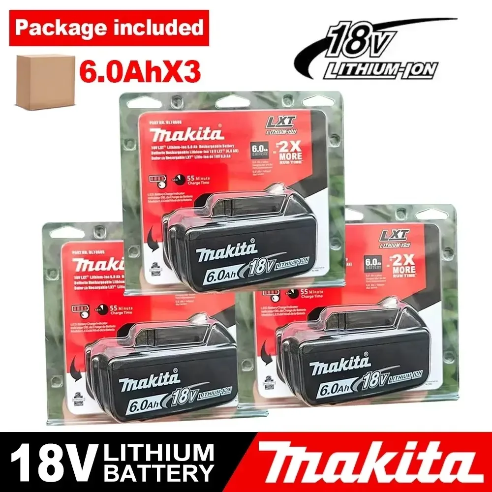 

Makita Original 18V 6.0Ah Li-Ion Rechargeable Power Tools Battery，For with Makita LED BL1860B BL1860 BL1850 Compatible with LXT