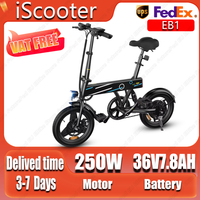 iScooter EB1 Electric Bike, 250W Motor, 36V 7.8AH Lithium Battery, 25KM High Speed City E-Bike With 14inch Foldable For Adults