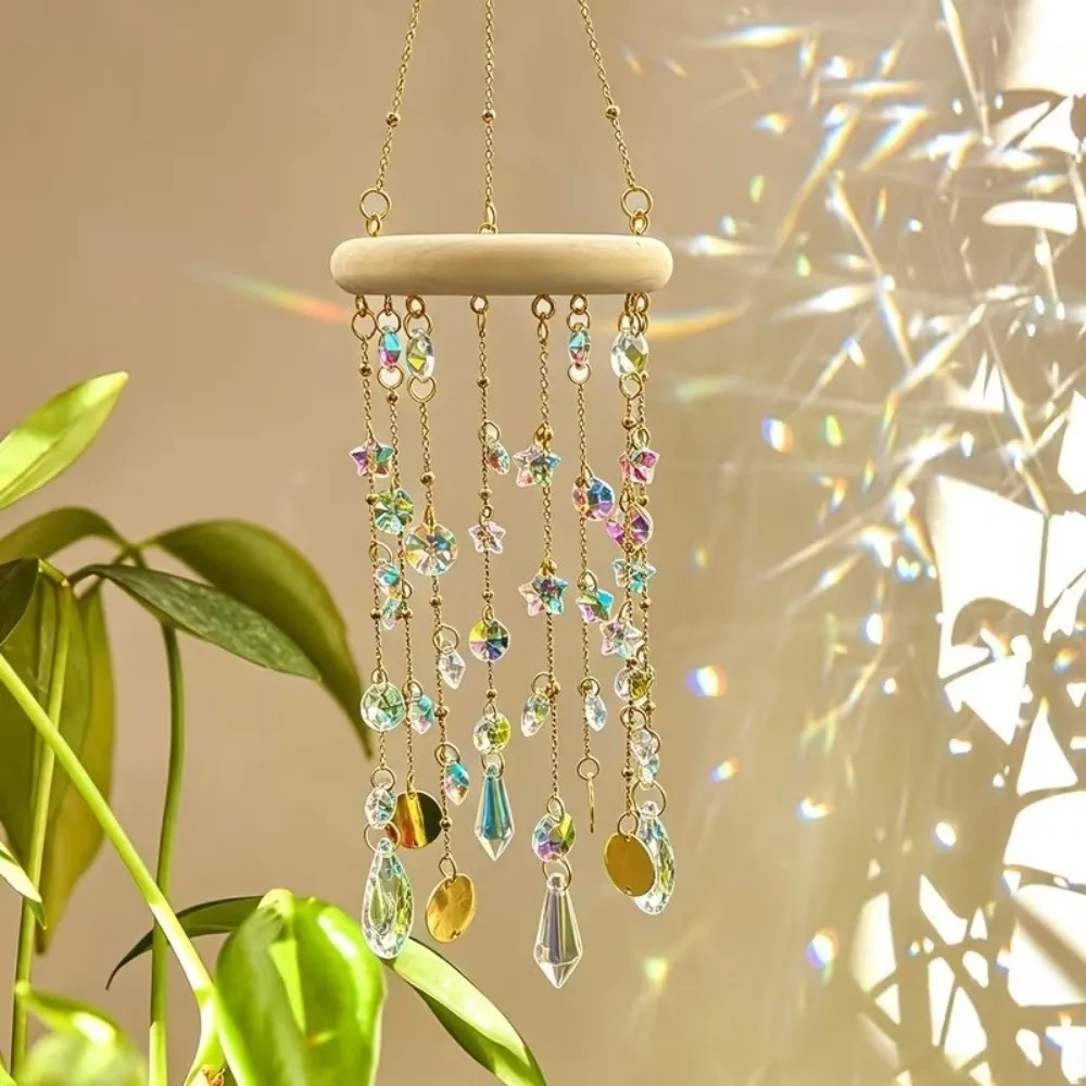 Hanging Crystal Sun Catcher Exquisite Elegant Window Hanging Decor Dreamy Light Refraction Wind Chime Outdoor Balcony