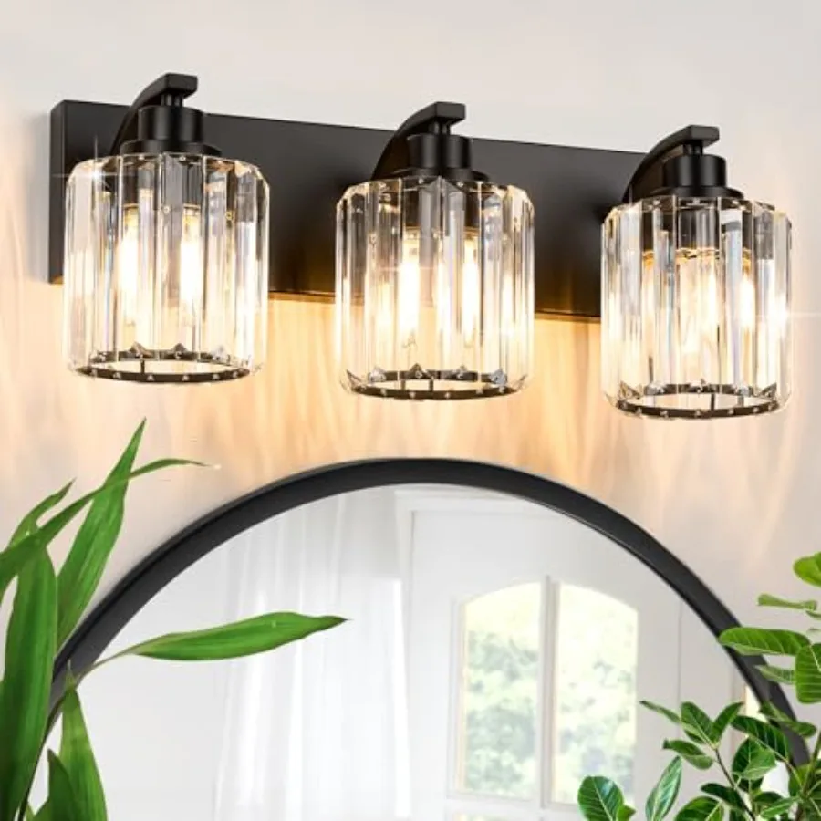 

3 Lights Crystal Bathroom Vanity Light Modern Bathroom Light Fixture Over Mirror Vanity Lights for Bedroom, Restroom, Hallway E