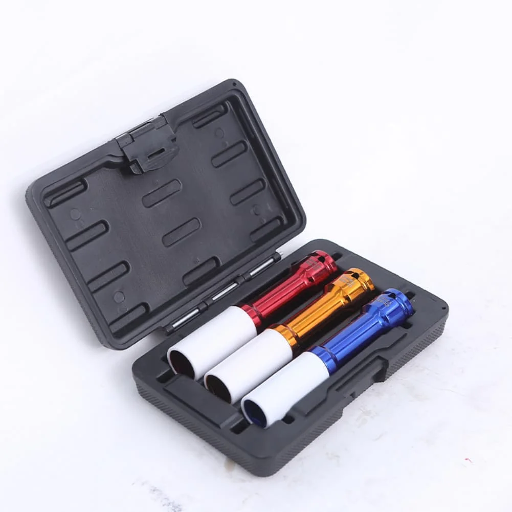 1/2 Drive 3-Piece Lug Nut Socket Set with Thin-Wall Construction and Color-Coded Size Markings for Fast Identification