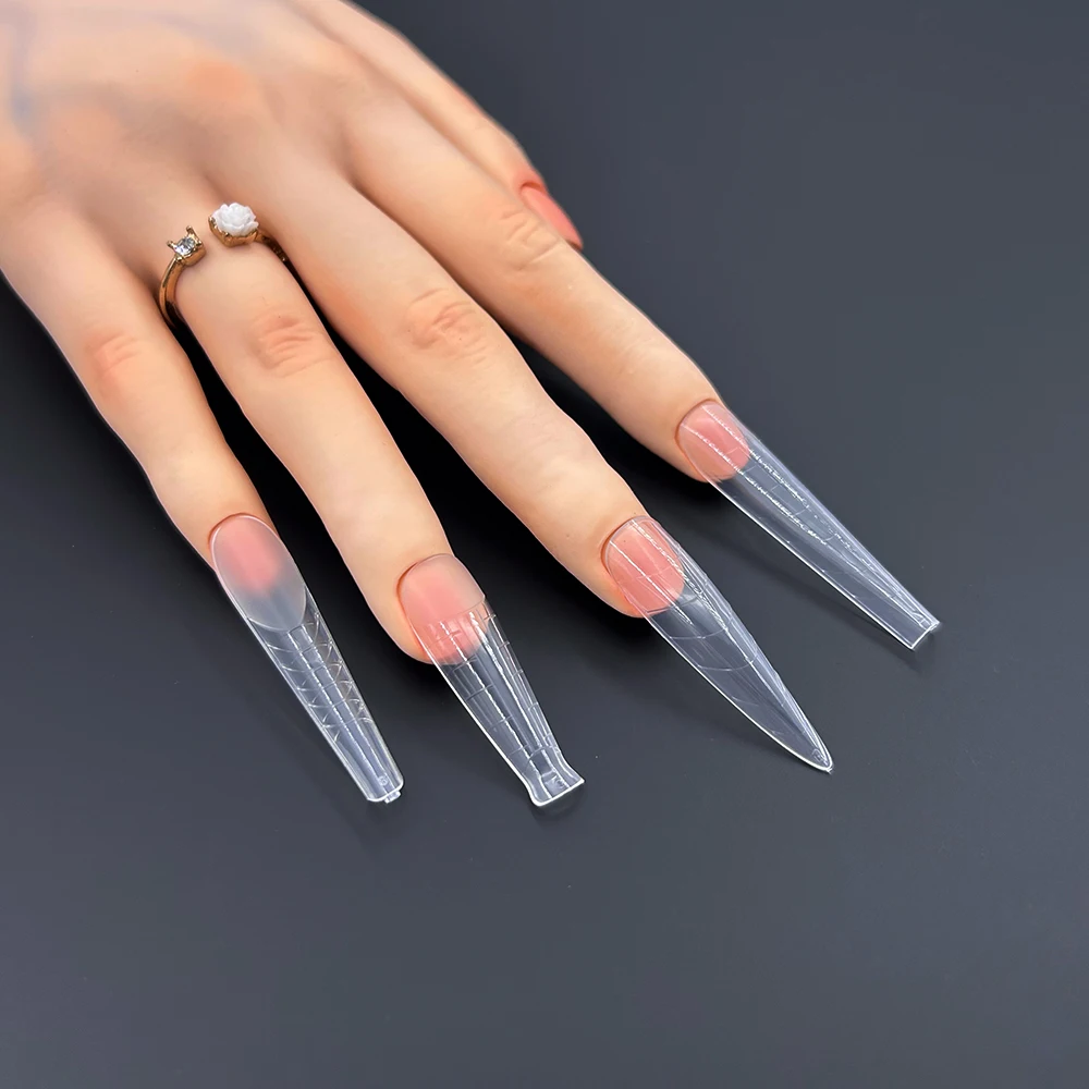 Dual Forms for Poly Nail UV Gel Molds Stiletto Coffin Ballerina Acrylic Nail Tips Builder Manicure Art Design Salon DIY at Home