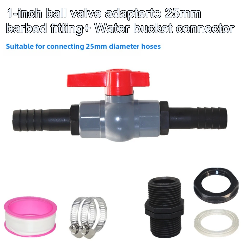 Ball Valve with Hose Connector for Pool Drain Hose Coupling and Sump Pump Discharge 3/4 1 1-1/4 Inch PVC Water Valve