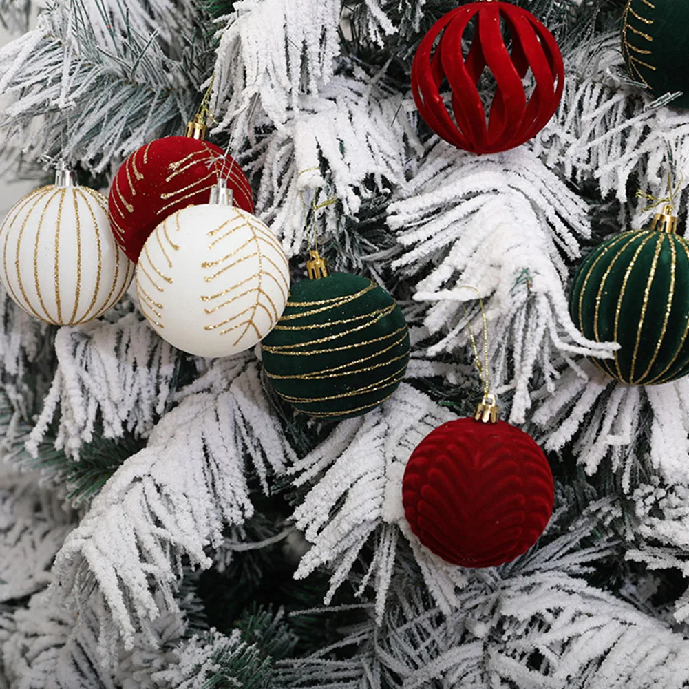 6 stücke 8 cm Weihnachten Ball Weihnachten Baum Anhänger Ornamente Für Wohnkultur 2024 Neue Jahr Navidad Weihnachten Ball Dekoration Natal