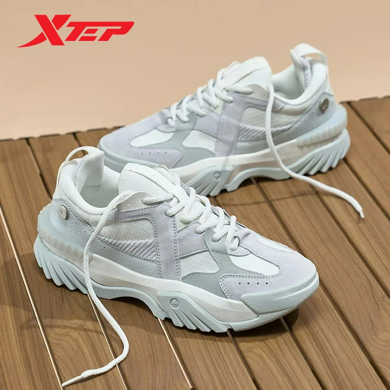 Xtep Walking Shoes Men Wear-Resistant Comfortable Sneakers Fashion Vintage Lightweight Breathable Soft Causal Shoes 877419320023