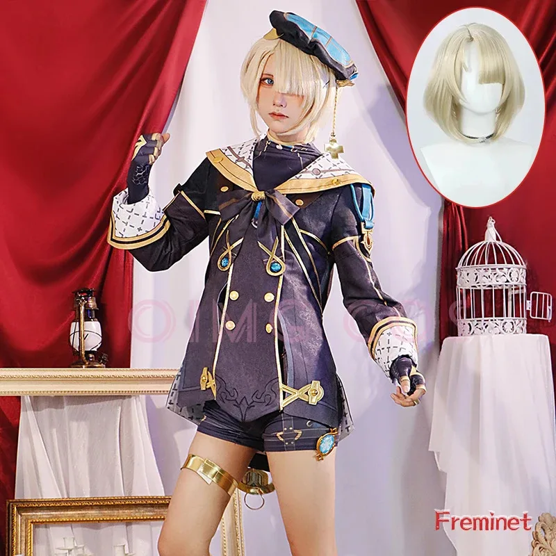 

Freminet Cosplay Costume Genshin Impact Carnival Uniform Wig Anime Halloween Costumes Women Game