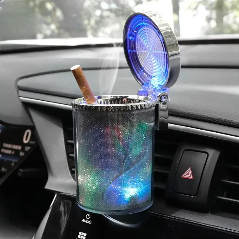 

Car Ashtray with LED Light Cigar Ashtray Container Car Colorful Cool Ashtray Cigarette Cup Holder Storage Cup Car Supplies