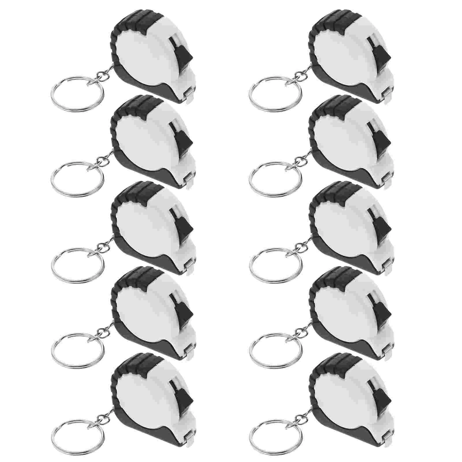 10 Pcs Steel Tape Key Shackle Mini Metric Measure White Measuring Keyrings Child