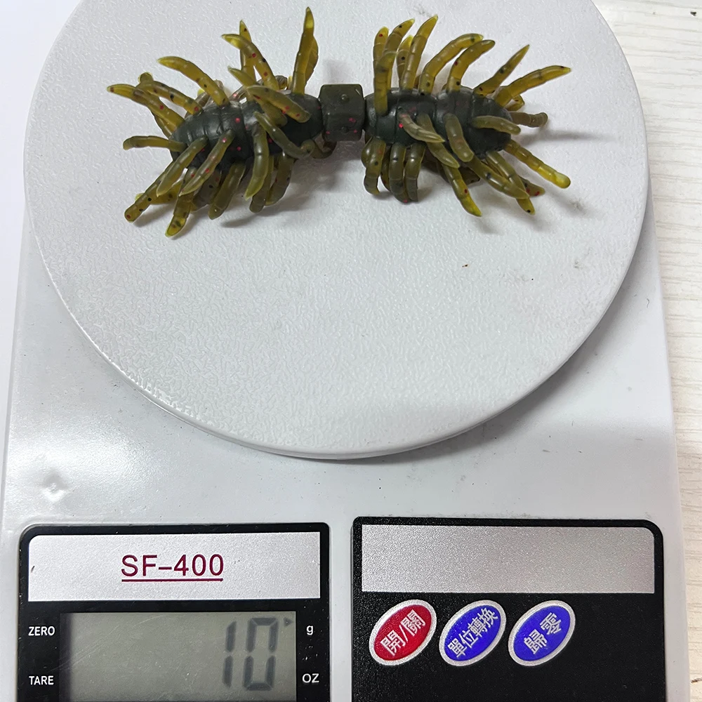 1 Stück, 3 Stück, 11 cm, 10 g, doppelter Kopf mit wackelnden Tentakeln, behaarter Spinnenköder, schwimmender, weicher Köder aus Kunststoff, flexibler Köder für Barsch, Hecht und Forelle. – Detail 10