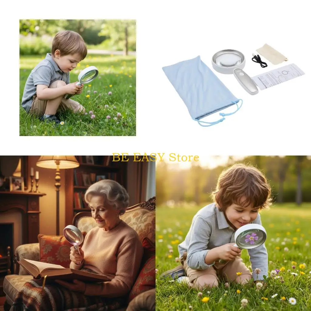 

E28F ABS Handheld Magnifier With Builtin LED Light For Precisions Craftsmanships