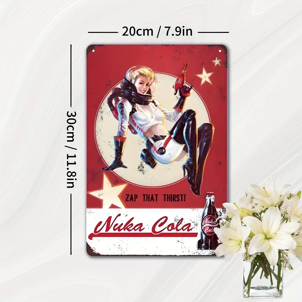 1 قطعة علامة فنية جدارية معدنية عتيقة "Zap That Thirst" من Nuka Cola - لافتة زخرفية كلاسيكية للمنزل أو المكتب أو البار #3