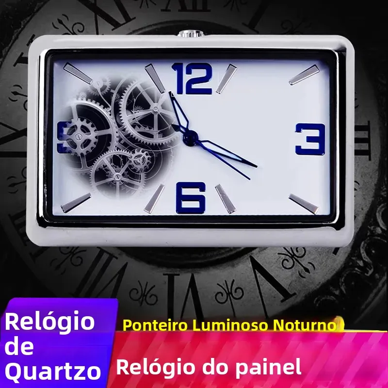 Relógio Digital Eletrônico de Quartzo para Ventilação de Ar Condicionado de Carro, Relógio de Carro Vertical Luminoso em Formato Quadrado