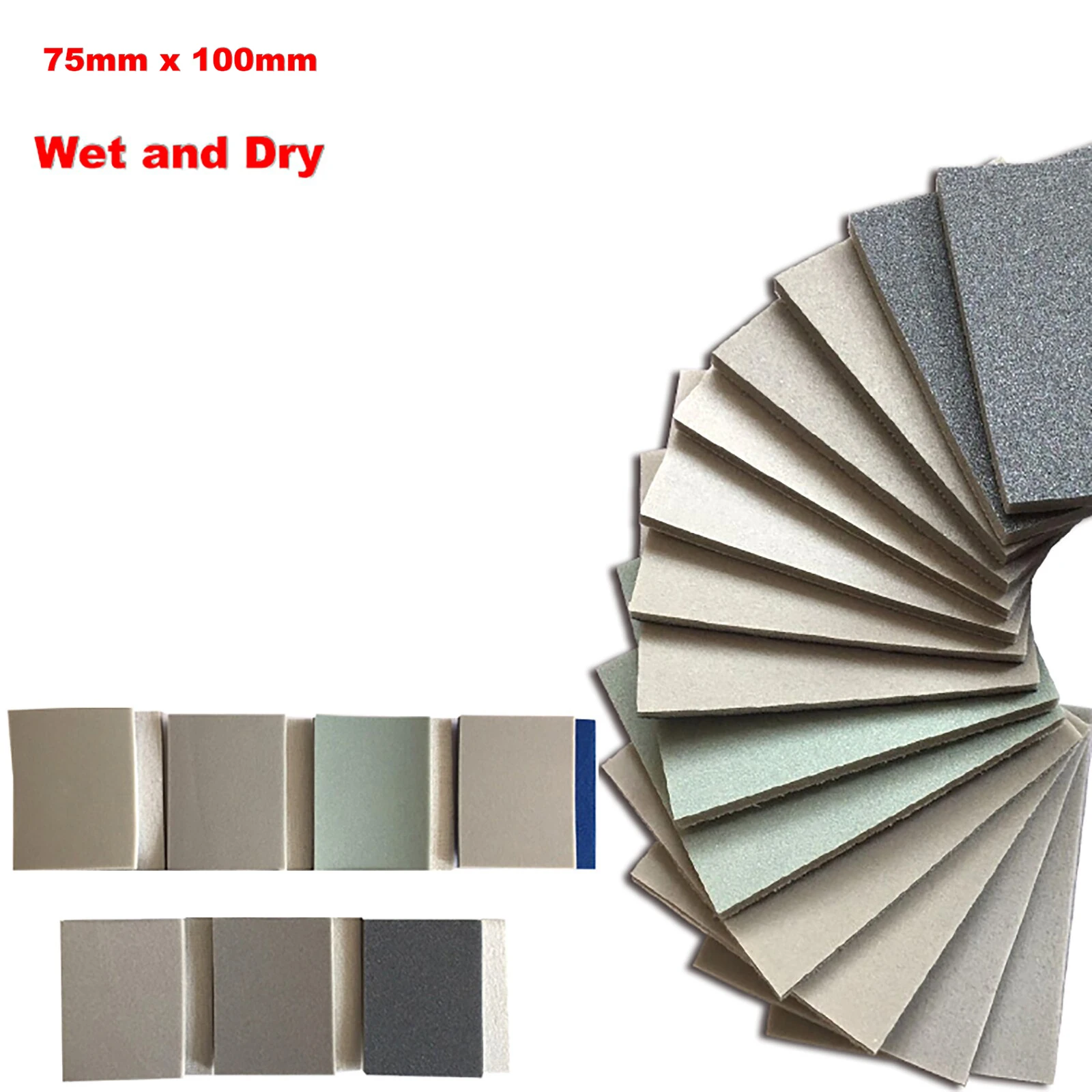 75*100Mm Khô Ướt Giấy Nhám Nhám Tấm Mút Xốp Móc Vòng Cát Giấy
