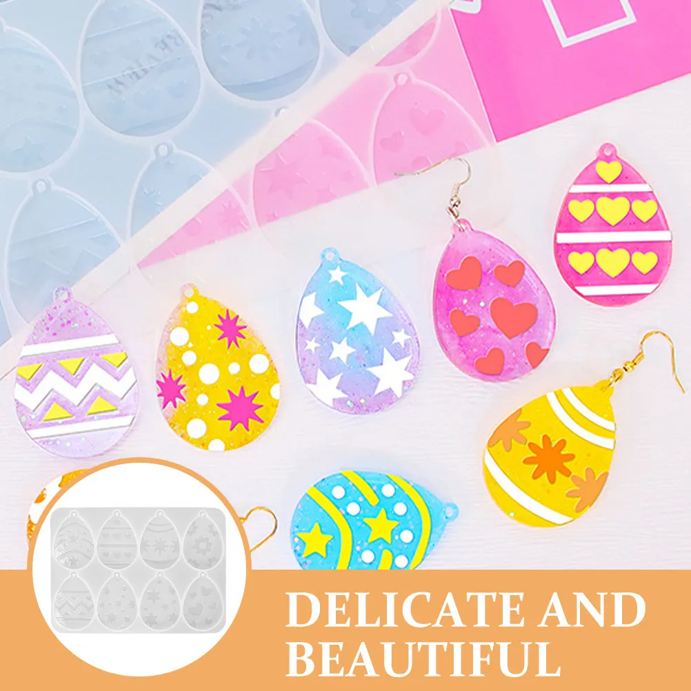 DIY Silicone Jewelry Mold for Resin Pendant Earring Charm Easter Egg Shape Craft Supply Flexible Safe Easy to Use Clean