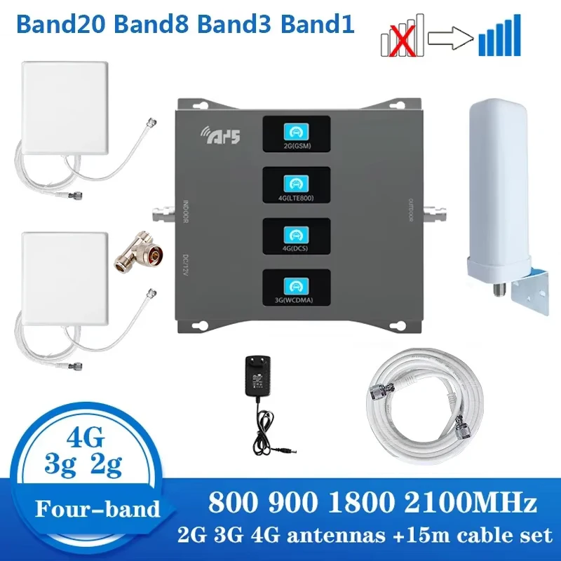 2G 3G 4G 800 900 1800 2100 Mobile Amplifier 2 antenna GSM repeater DCS WCDMA 2G 3G 4G repeater LTE cellular Signal Booster