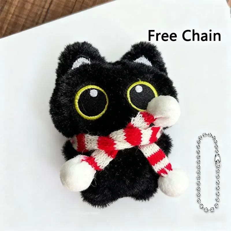 Mignon chat noir en peluche petite poupée pendentif 10 Cm porte-clés dessin animé doux Animal en peluche poupée pendentif sac à dos sac décoration cadeau