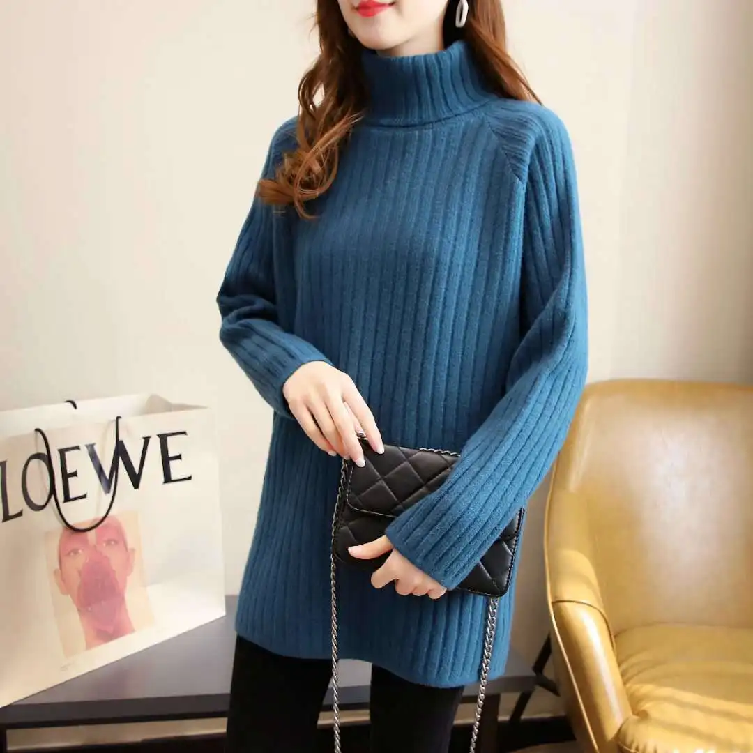 

Turtleneck Sweater Women's Loose Pullover Autumn and Winter New Fashion Knitwear Short Style Jumper Thickened Warm E944