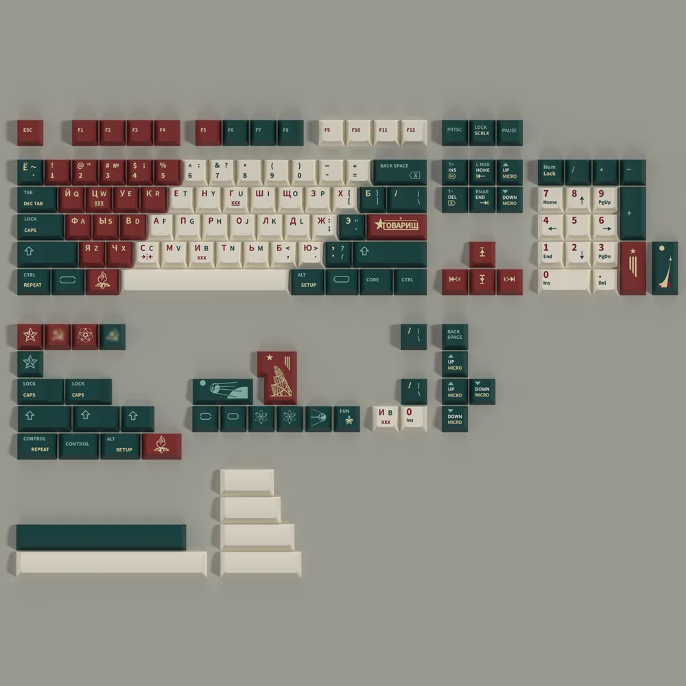 Russian Keycap Davalich PBT Material Cherry Profile 5 Side DYE Sublimation 140 Keys For MX Switch Mechanical Gaming Keyboard