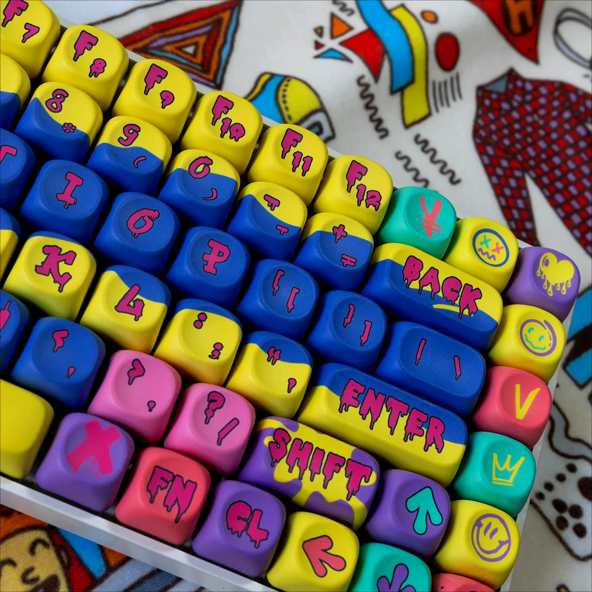 

MOA Graffiti Keycap Set PBT 129 Keys Personalized Keycaps for 60/64/84/98/108 Gaming Mechanical Keyboard MX Switch