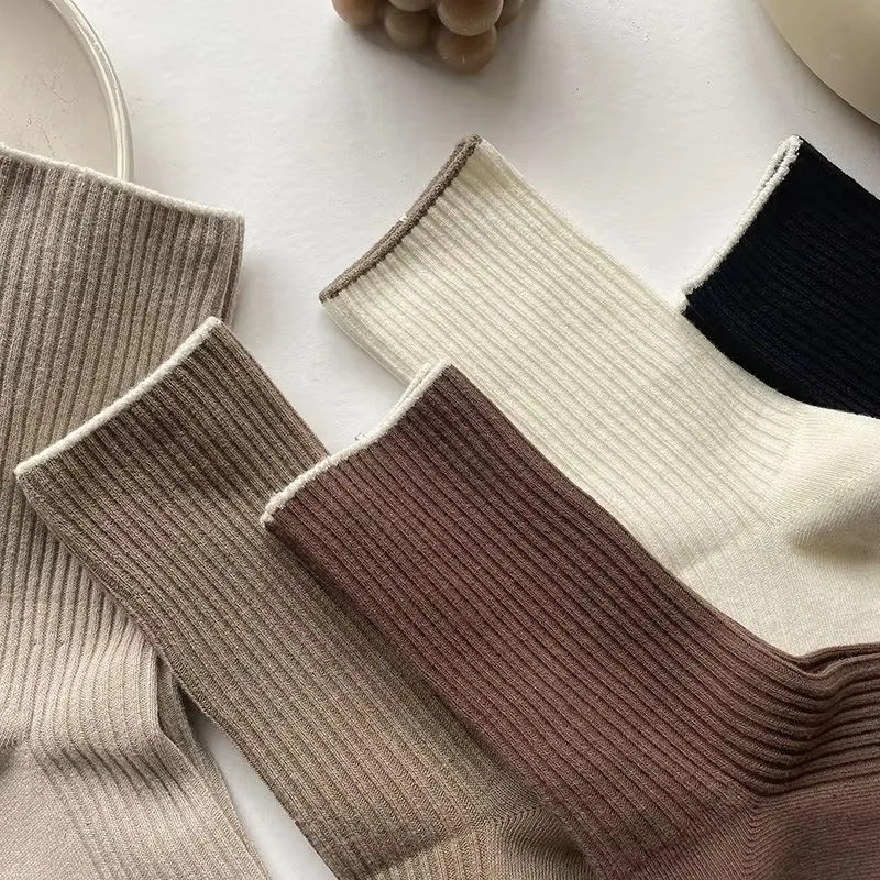 50/40/30/20/10/5 par nowych japońskich skarpetek zestaw jednokolorowe damskie skarpetki bawełniane na co dzień jesień proste damskie średniej długości Soc