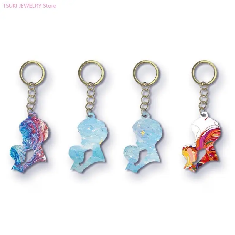 

62KE Portrait Keychain Pendant Mirror Silicone Mold Epoxy Casting Mould Craft DIY