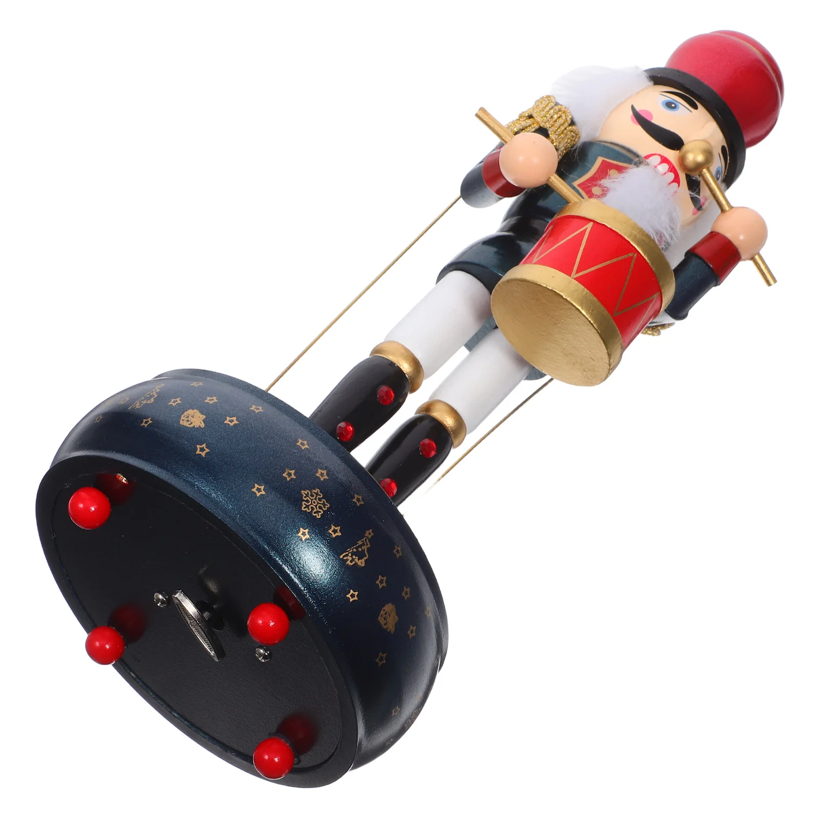 

Wooden Nutcracker Music Box Nutcracker Soldier Round Base Christmas Wind Up Musical Holiday Party Decor Christmas Music Box