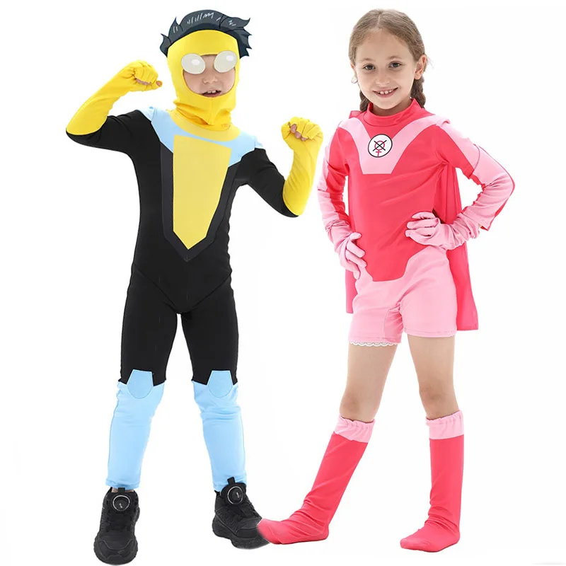 

Anime Boy Invincible Costume Boys Cosplay Girl Superhero Girls Atom Eve Pink Jumpsuit Halloween Costume