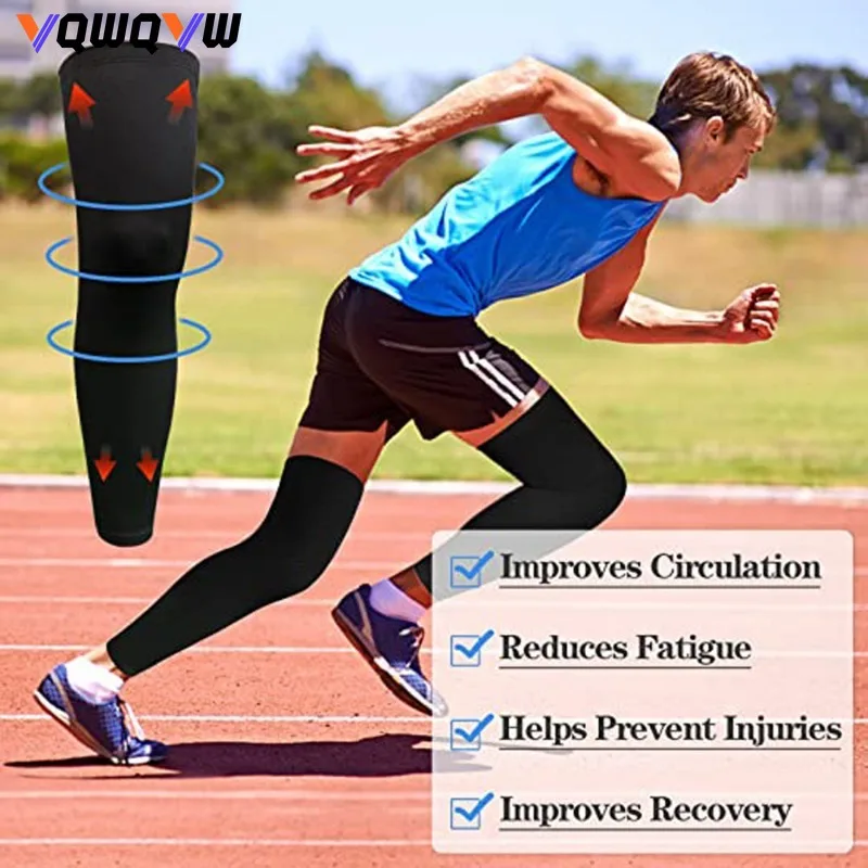 1Pcs Long Leg Sleeves Compression Leg Full Long Knee Sleeves Elastic Sports Long for Men Women Running Basketball Football