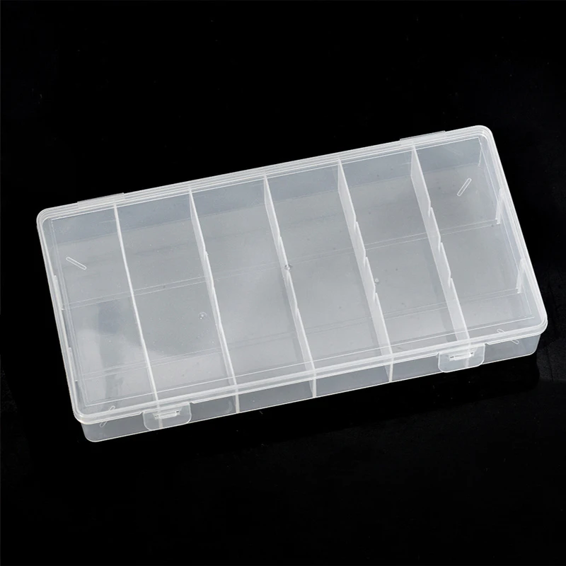 Aufbewahrungsbox mit 6 Fächern, Schmuckaufbewahrungsbox aus Kunststoff, geeignet für Wimpern, augenschwarze Hausveredelung, transparent, staubdicht