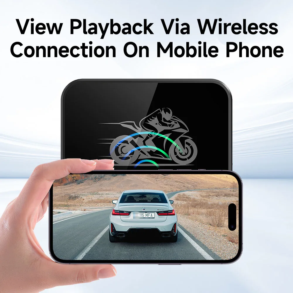 JIUYIN Dual DVR Motorcycle Dash Cam WiFi Smart Connect 1080P/720P Front Rear View Waterproof Action Camera Recorder for Bikes