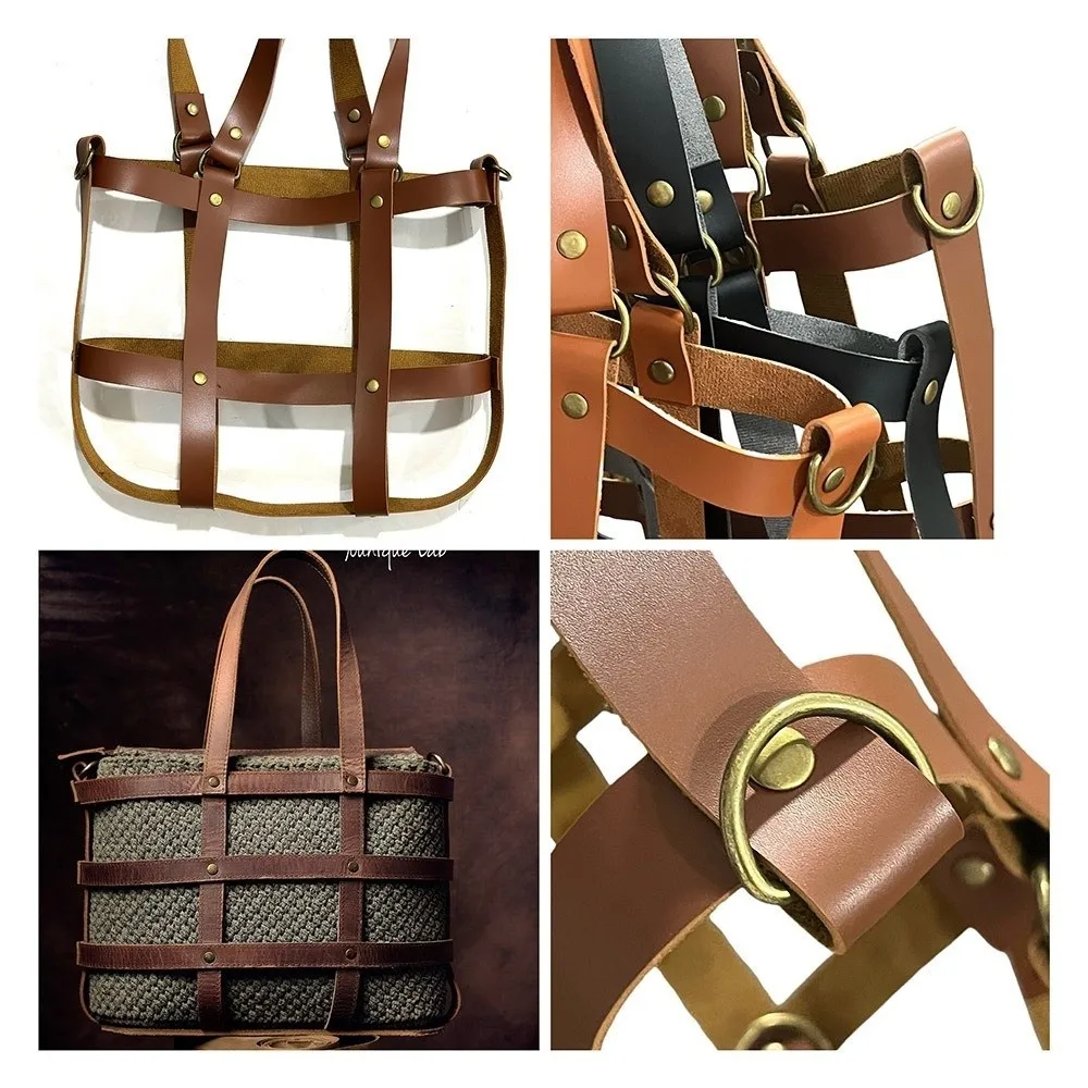 ريترو ستايل DIY حقيبة يد صنع عدة بولي Leather الجلود حزام الكتف قابل للتعديل حقيبة من القماش سعة كبيرة حقيبة جلدية قيعان