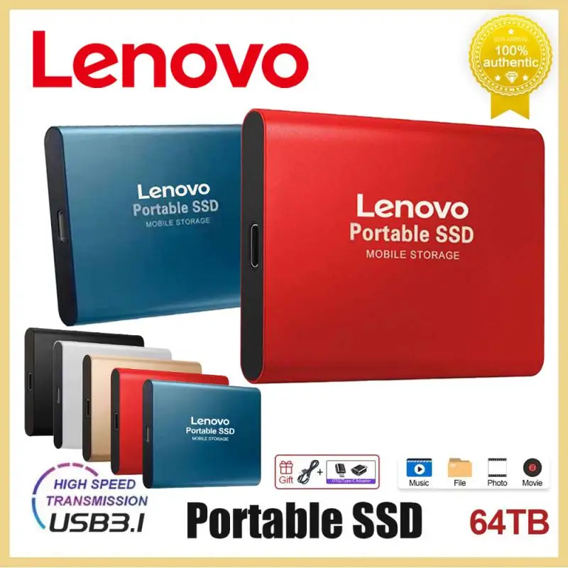 Original Lenovo 64TB 16TB 8TB High-speed Portable SSD 2TB Portable External Solid State Hard Drive USB 3.0 Interface Mobile