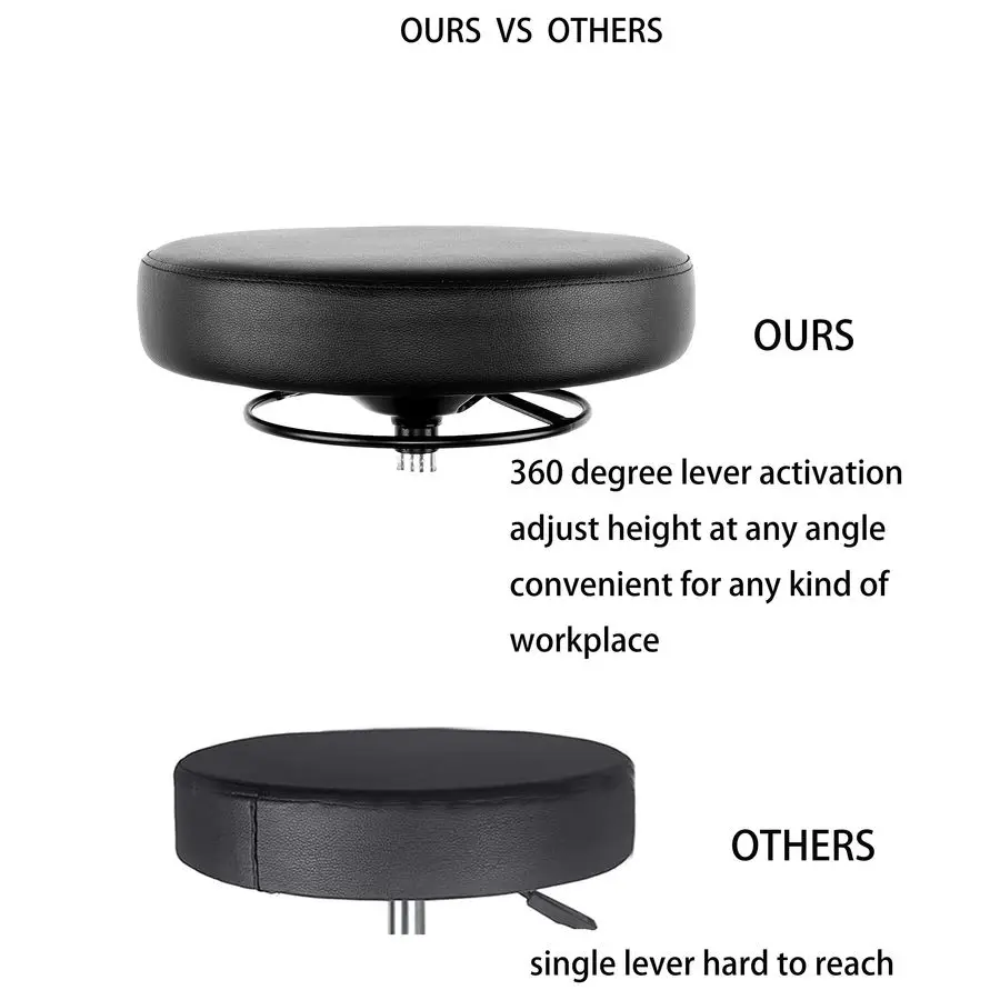 เก้าอี้ทรงกลมปรับความสูงได้ 15 ระดับ แข็งแรง ทนทาน ผลิตและจัดส่งภายใน 24 ชั่วโมง เหมาะสำหรับสปา ทางการแพทย์ ห้องปฏิบัติการ ล้อเลื่อนยางสีดำ