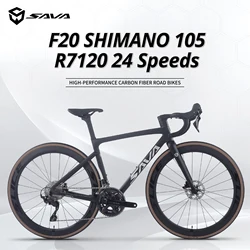SAVA F20 Carbon Fibre Road Bike, Full Adult Racing Bike, UCI CE Certified 700C Adults Bike with SHIMANO R7120 24-Speed Gear Set