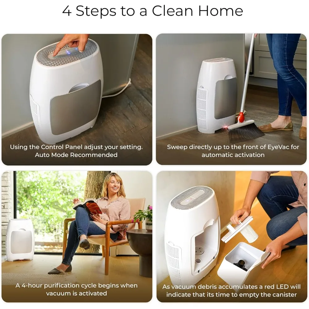 

HEPA Air Purifier & Touchless Vacuum Automatic Dustpan - Ultra Fast & Powerful Corded Canister Vacuum, Bagless, (White/Silver)