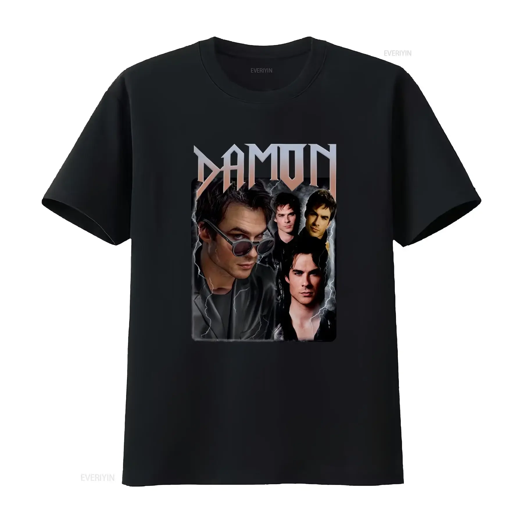 Retro Damon Salvatore T Shirt Ian Somerhalder Merch Vampire Diaries Fan  vintage Washed homme Comfortable Unisex Slightly