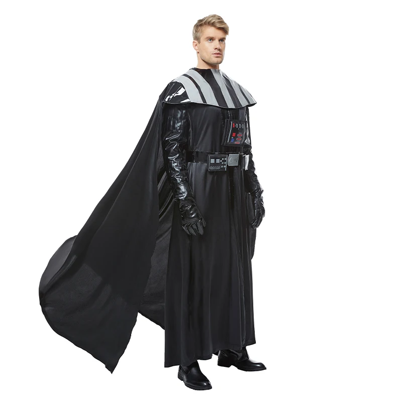 Disfraz Cos de Darth Vader para adultos, uniforme negro, traje de película, mono espacial de batalla, chaleco, capa, disfraz de Carnaval de Halloween