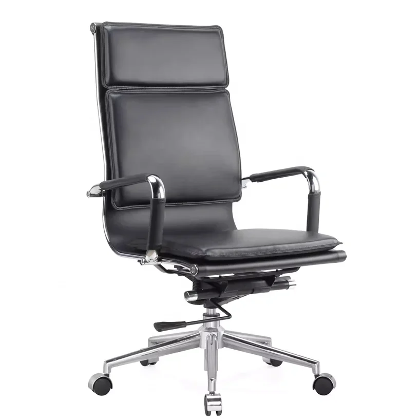 Luxury high back home office furniture black classic leather swivel rotating computer office chair