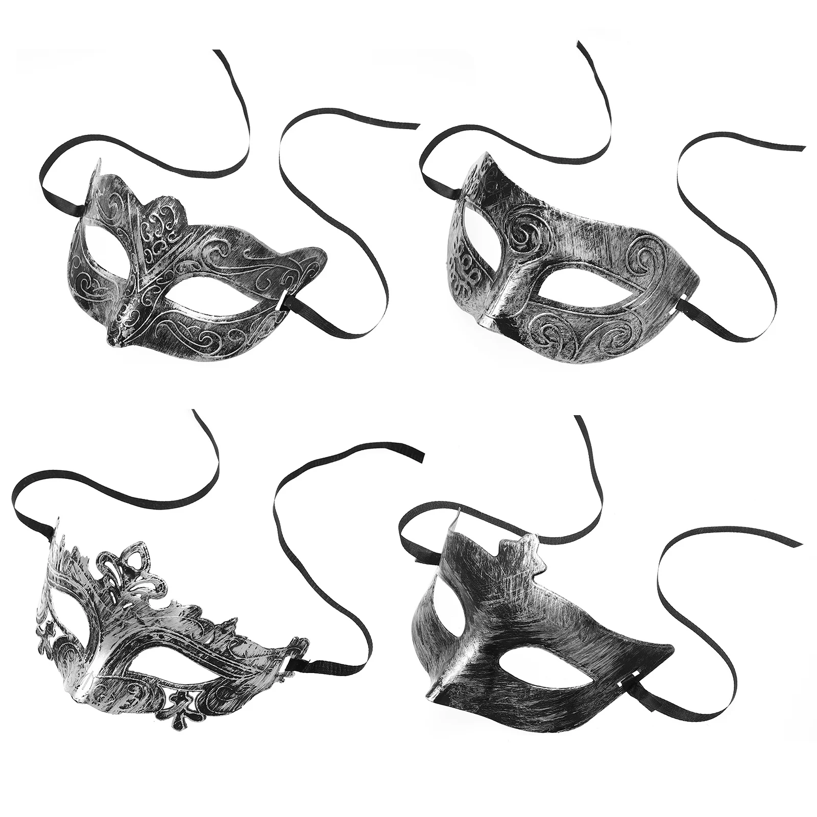 

4Pcs Half Face Venetian Masks Vintage Design Masquerade Halloween Cosplay Party Accessories Venetian Mask Half Face Mask