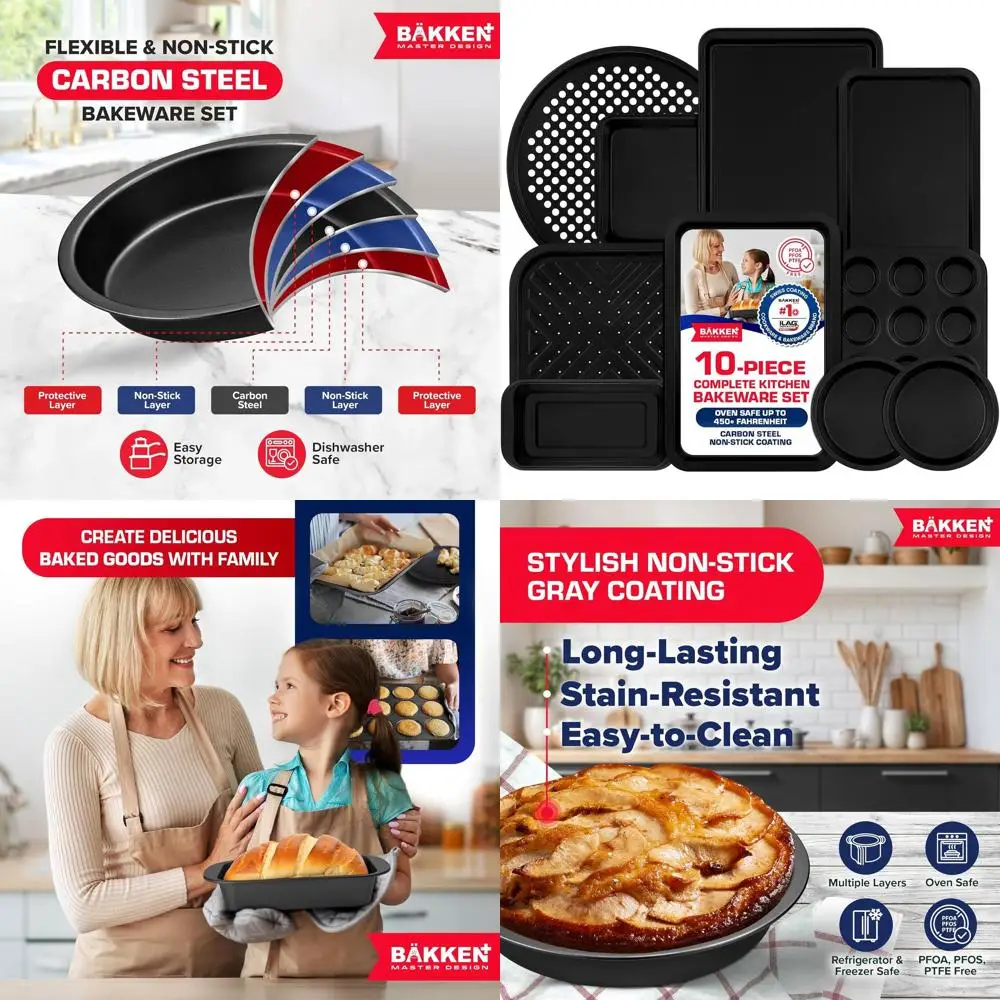 

10-Piece Deluxe Non-Stick Bakeware Set - Black Coating, PFOA and PTFE Free