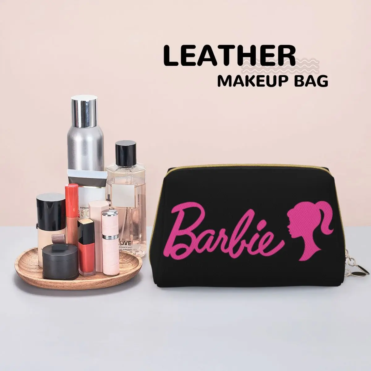 Large Capacity Barbie Logo Cosmetic Bags Waterproof Makeup Pouch Women Washbag Toiletry Kit