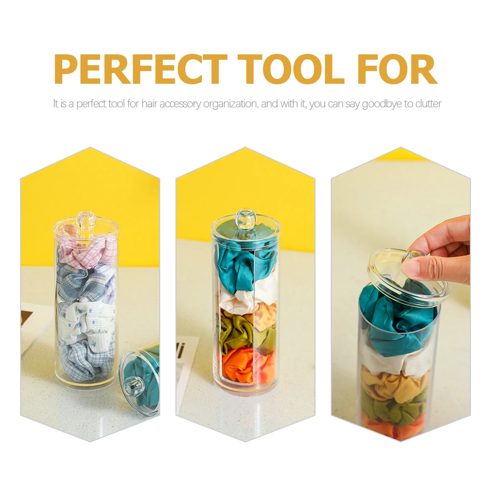 

2 Pcs Hair Ring Storage Transparent Acrylic Box Scrunchies Paper Tape ganizer Space Saving Home Store Makeup Brush Container