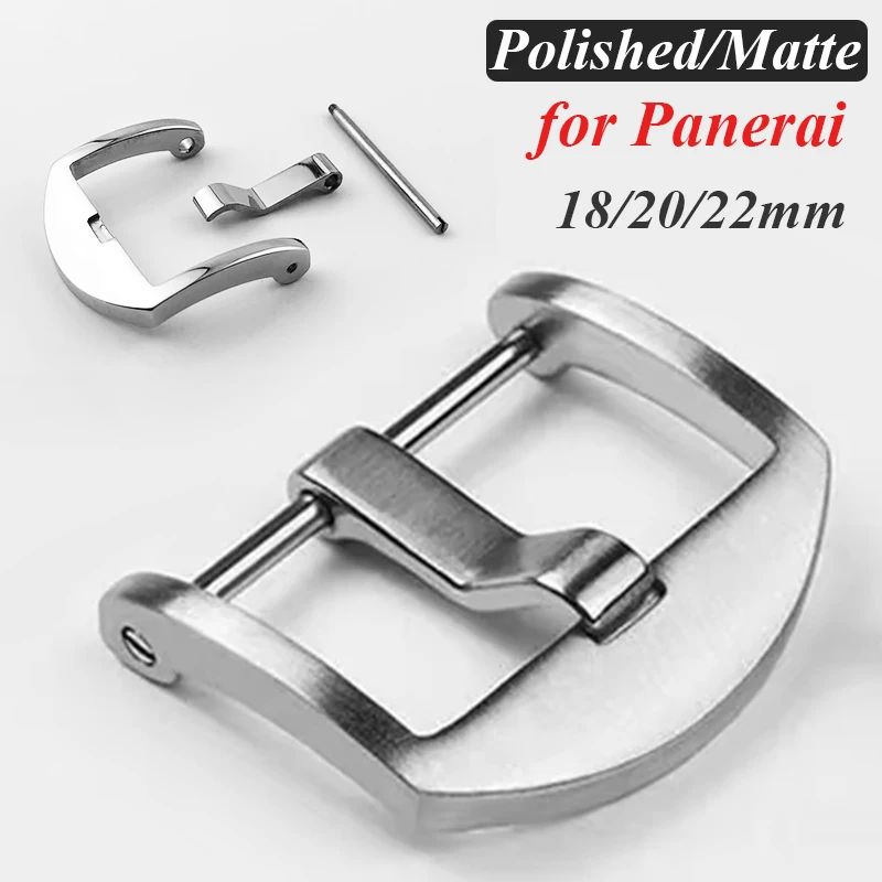 Watch Band Metal Buckle for Panerai 18mm 20mm 22mm Strap Solid Button Stainless Steel Matte Polished Clasp Metal Pin Buckles