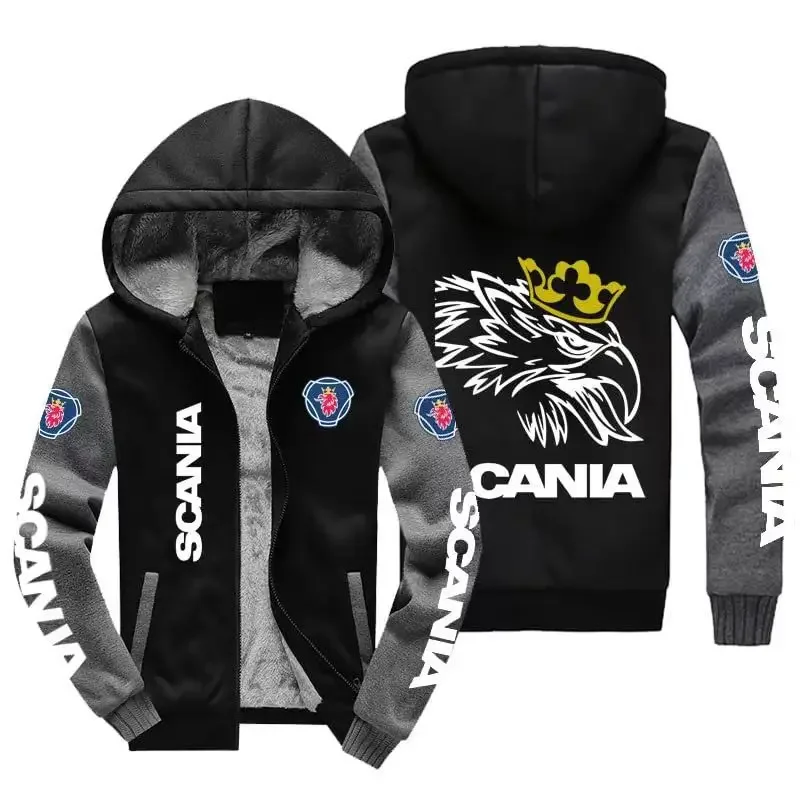 Nueva chaqueta con capucha de invierno para hombre, moda Scania, sudaderas informales de lana con forro de lana de alta calidad, abrigo con capucha